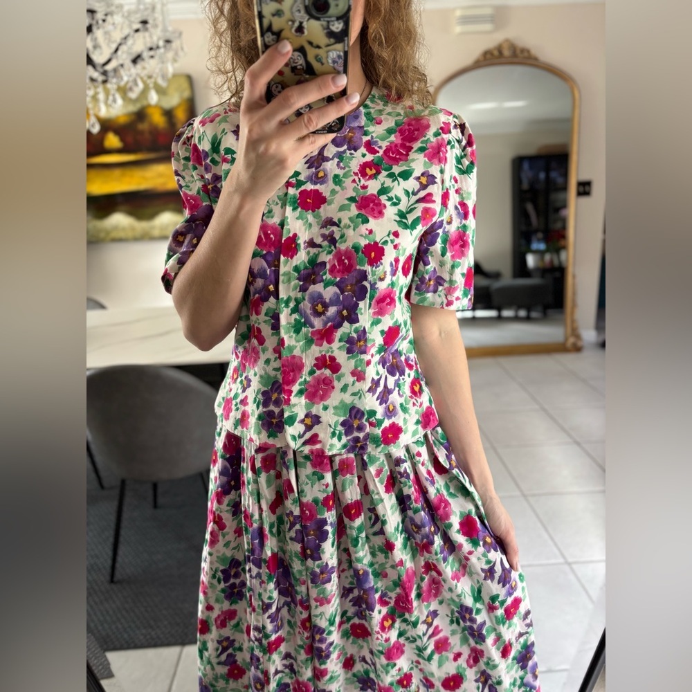 Maggy London 100% silk Floral Print set sz 10